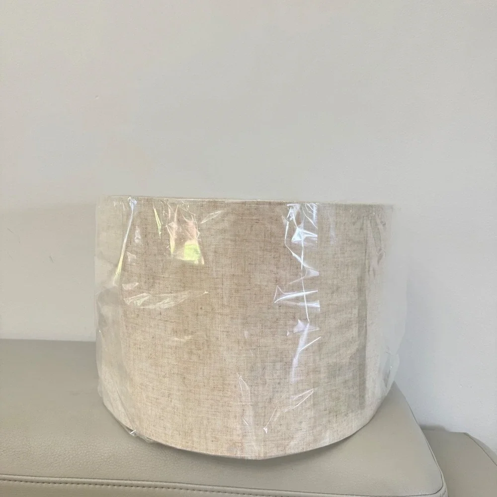 Natural Linen Drum Lamp Shade Oatmeal Textured Fabric Spider Fitter 14x10 Inch